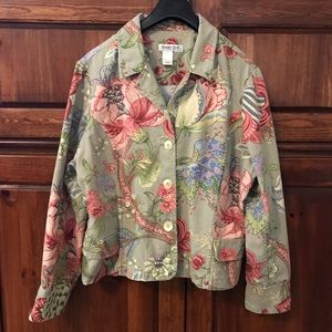 Coldwater Creek Floral Cotton Light Jacket Large